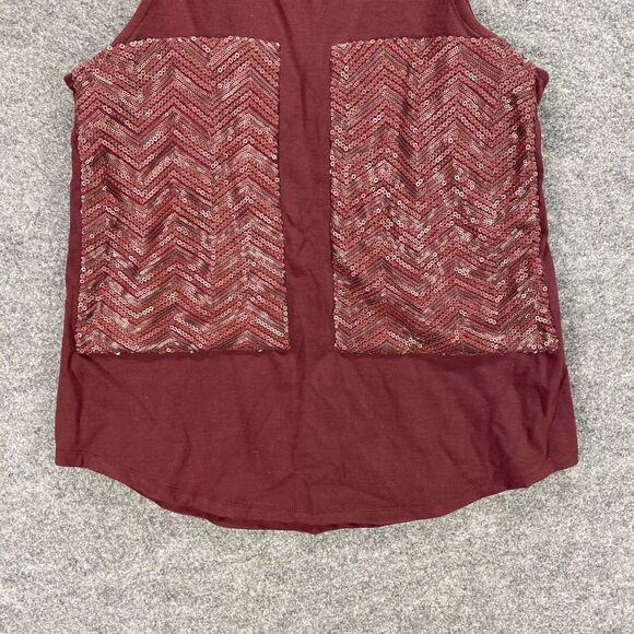 Piperlime Blouse Women S Small Red Sleeveless Hook & Eye Sequin Pockets Rayon - Picture 4 of 10